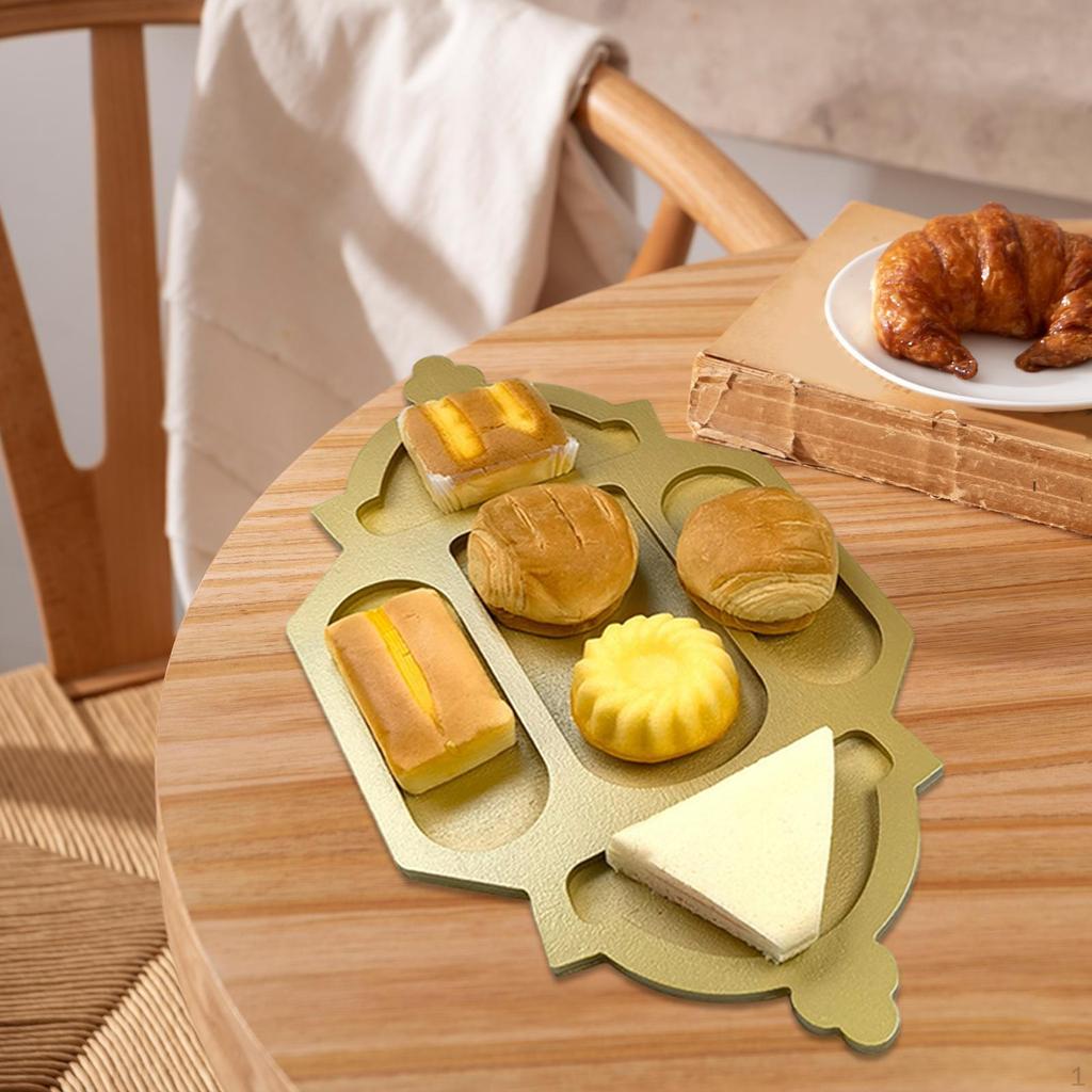Wood Serving Tray Candy Dish Multiuse Breakfast Eid Mubarak Fruit Platter Dessert Plate for