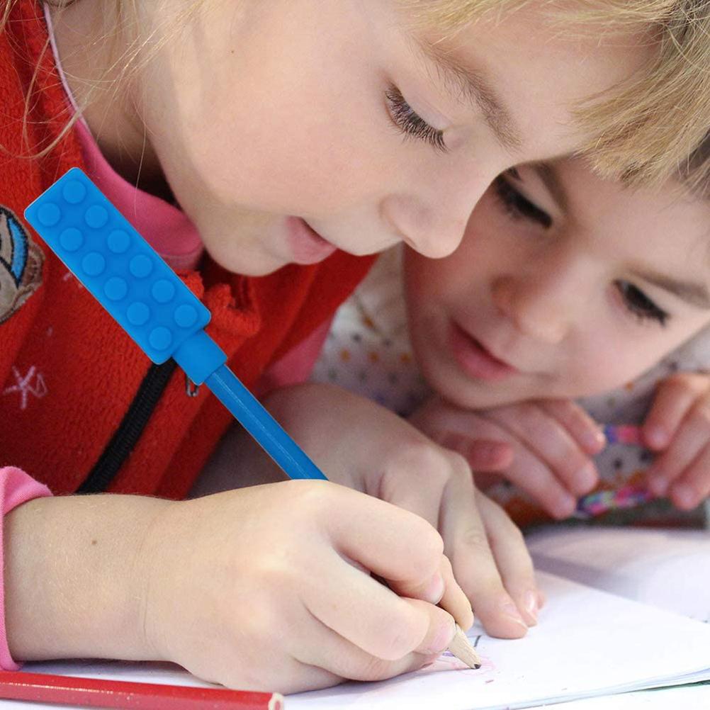 3 Stück Silikon Bleistiftaufsätze Kinder sensorisches Spielzeug für Autismus Angst Beißring Kau Stift