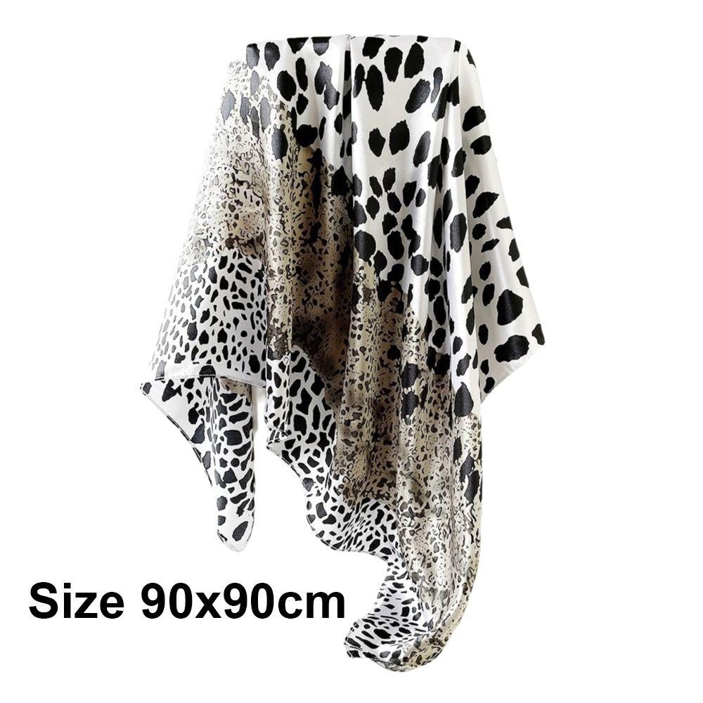 Leopard Printed Square Scarf Imitation Satin Silk Hip Hop Head Scarf Fashion Handkerchief  Women