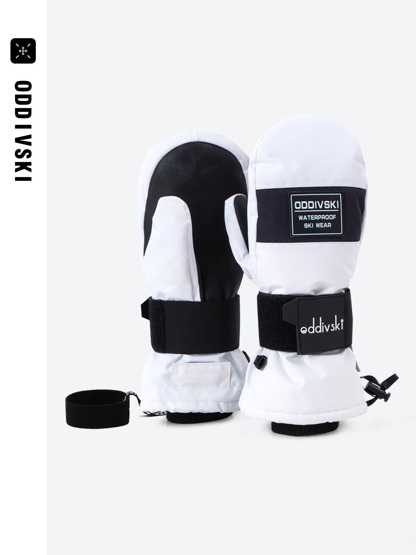 Oddivski Waterproof Touchscreen Ski Gloves for Adults - Warm, Wrist Guard, Full-Coverage Mitten Style for Men & Women Large