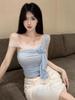 Trendy Lace Patchwork Off-Shoulder Slim-Fit Korean Top