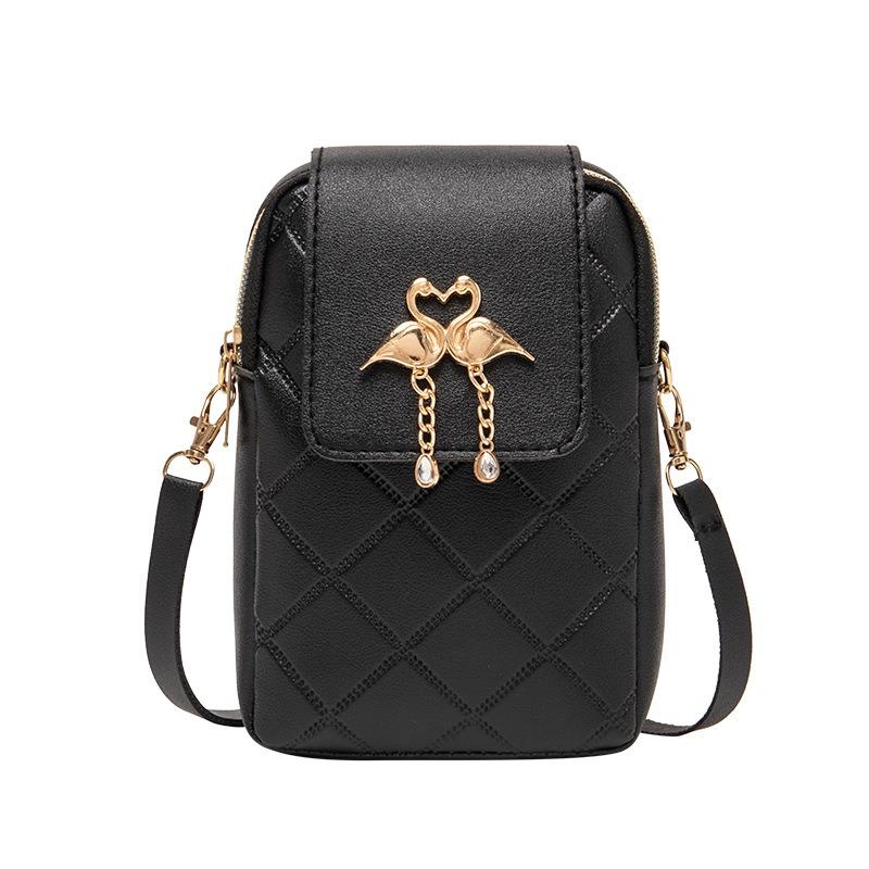 A new autumn and winter mobile phone bag woven swan decorative bag cover type single shoulder oblique span small bag