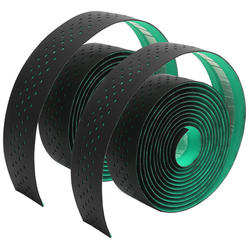 Punching Style 1Pair Road Bike Handlebar Tapes NonSlip Bicycle Handle Bar Wrap Belt(Black Green )