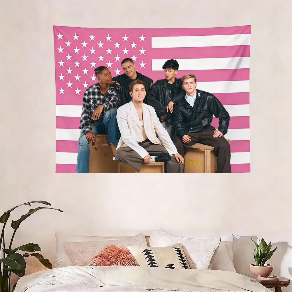 Santos Bravos Pink American Flag Tapestry, Boy Band Wall Hanging Decor For Bedroom Living Room Dorm, Perfect Gift For Fans