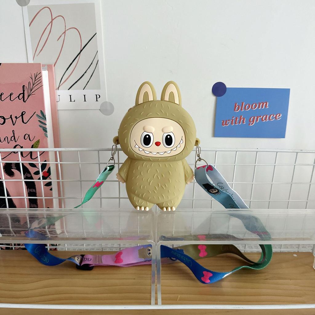 New Cute Children's Silicone Messenger Bag Cartoon Color Doll Boys and Girls Change Storage Bag Mini Earphone Bag