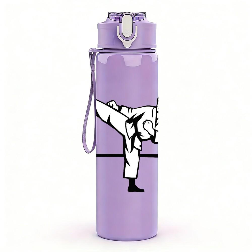 1PC Boxer Fighter Heartbeat Line Print 750ml Color Plastic Sports Water Bottle Leakproof Flip Straw Lid Suitable for Sports Office Home Use