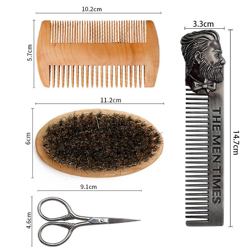 **Yidai Boar Bristle Beard Grooming Set with Scissors & Comb**