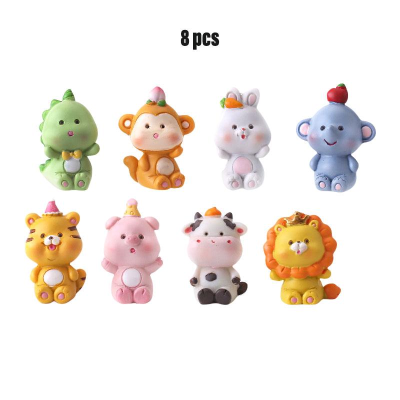 

Животное Милая Модель Игрушка Топперы для Торта на День Рождения Украшение для Автомобиля Корова Медведь Кролик Декор