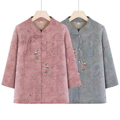 Chinese Style Summer Top for Middle-aged and Elderly Women - Lightweight Seven-Sleeve Grandma Shirt