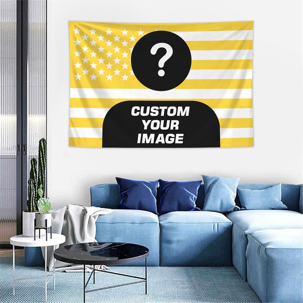 1pc Personalized Photo Customized American Flag Tapestry, Room Decoration Banner Tapestry Customized for Family, Pets, Idols