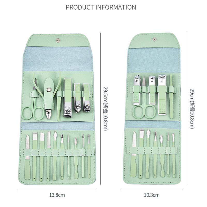 12 pieces of 16 pieces nail clippers set stainless steel nail art pedicure exfoliating nail file nail clippers set storage bag