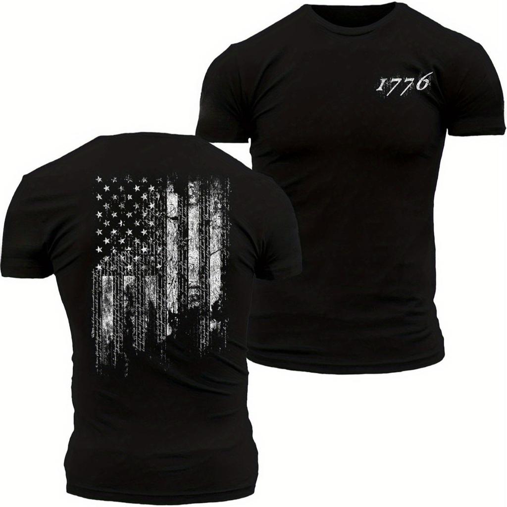 1776 Grunt Style American Flag TShirt 100 Cotton ONeck Short Sleeve Summer Casual Mens Tshirt Streetwear