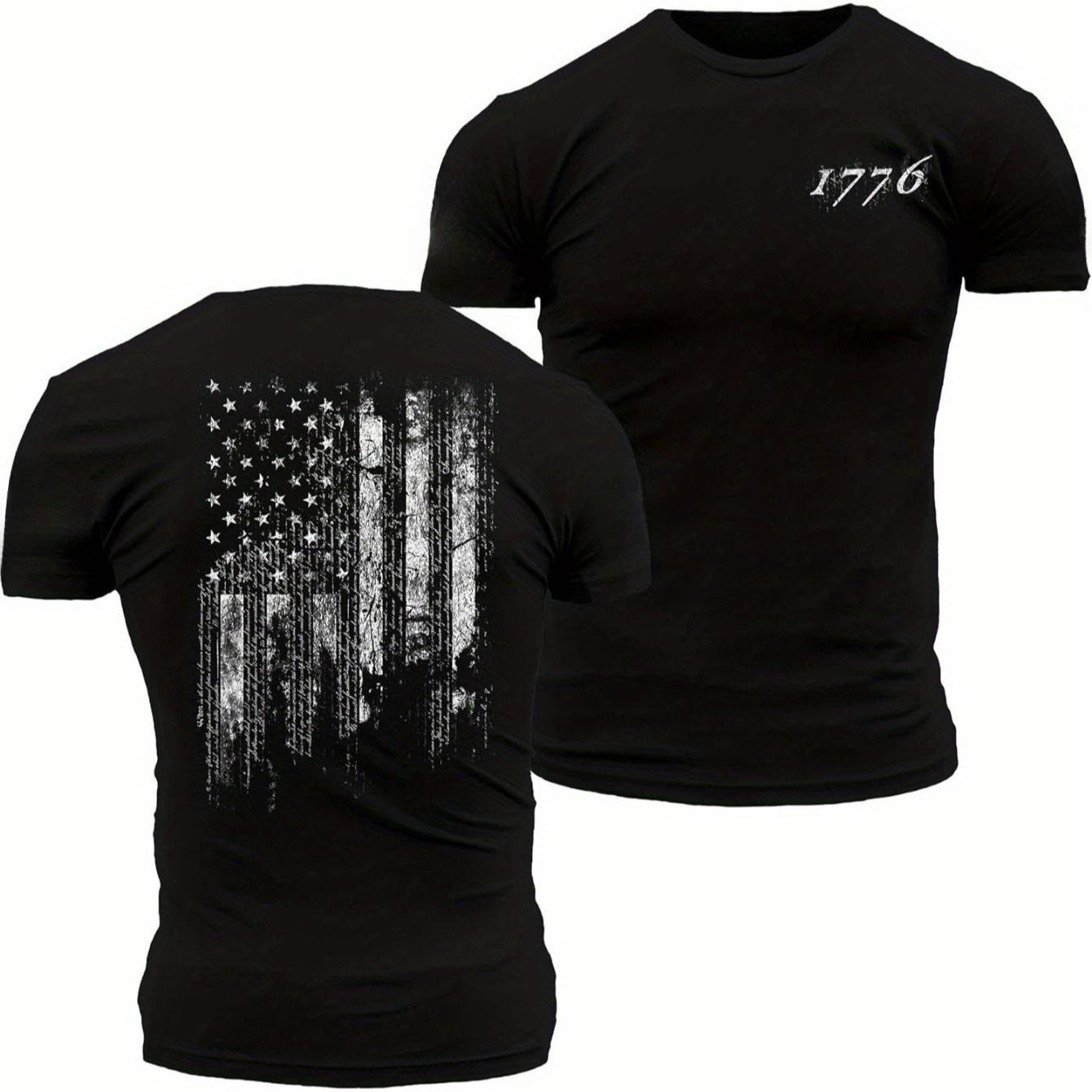 

1776 Grunt Style American Flag TShirt 100 Cotton ONeck Short Sleeve Summer Casual Mens Tshirt Streetwear S