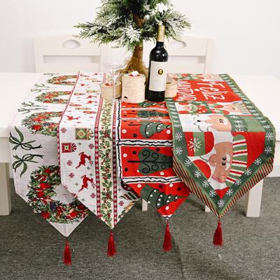 Pwichdn Juldekoration Stickad Tyg Kreativ Färgglad Table Runner Duk