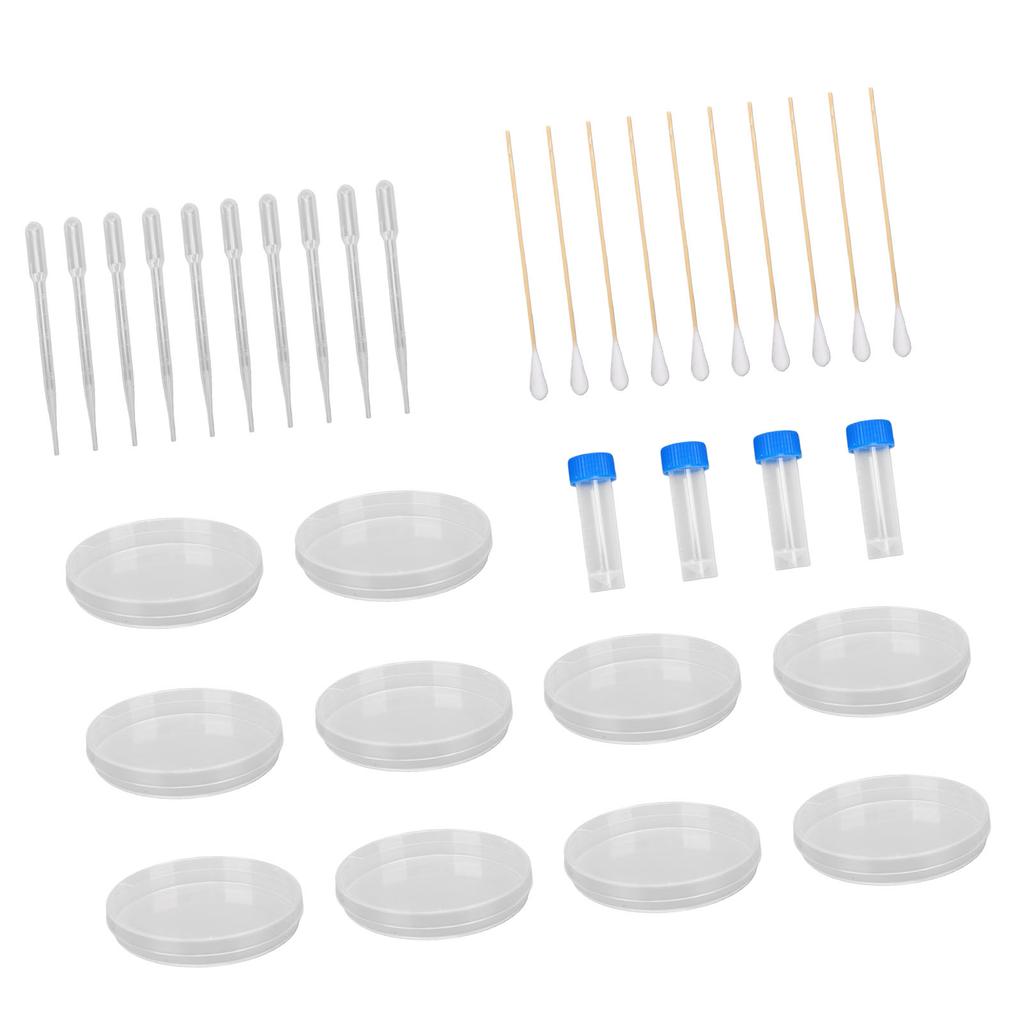 Science Petri Dishes Transparent Petri Plates for Science Experiments School Projects 10 Cotton Swabs 10 Petri Dishes