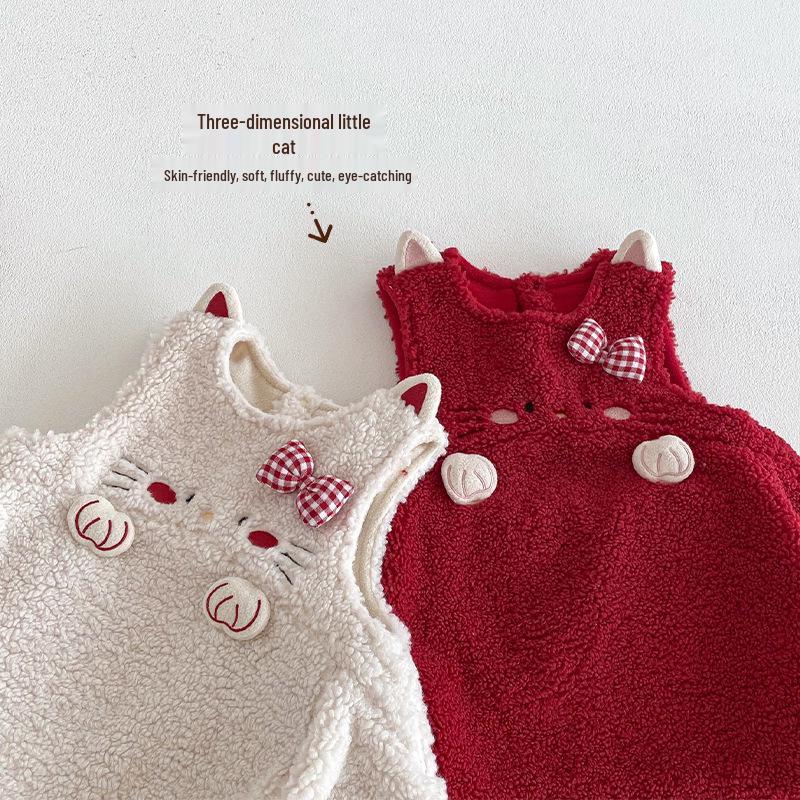 2025 Kids' Quilted Winter Dress - Trendy Girls' New Year Outfit