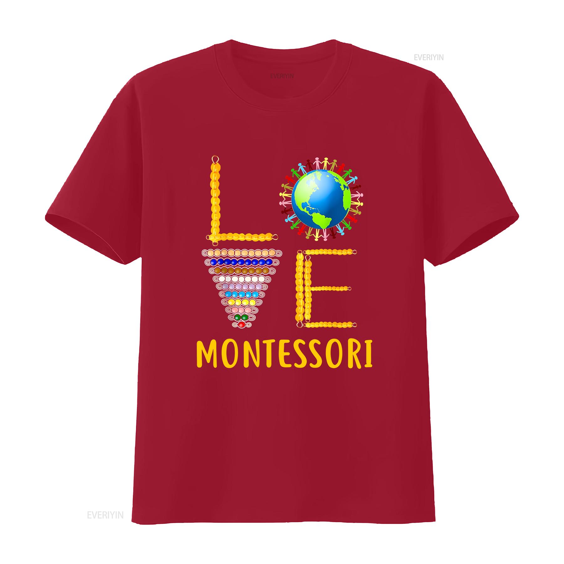 

Love Montessori Teacher Education Back To School T Shirt vintage Washed streetwear designer clothes Slightly Stretched S