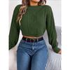 Autumn and Winter Casual Solid Color Twist Long-sleeved Pullover Navel-baring Sweater