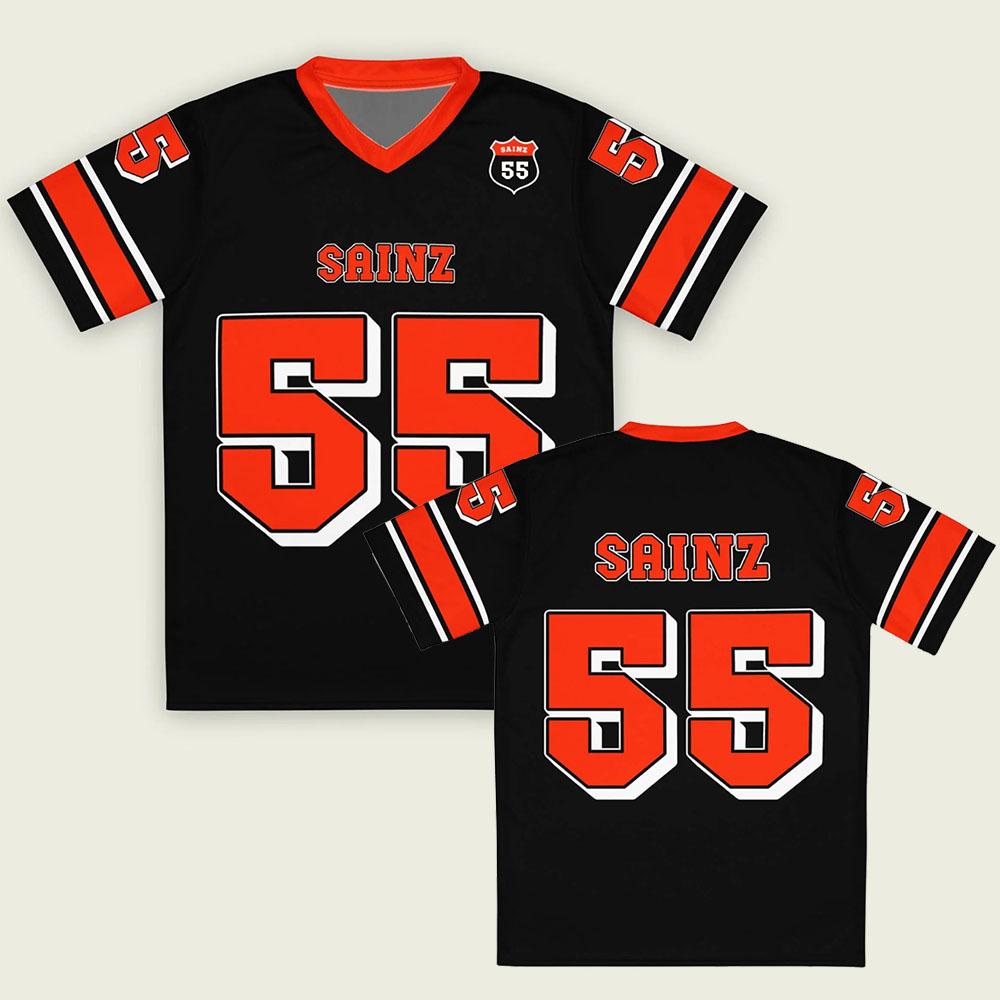 Racer Carlos Number 55Sainz Jr Jersey Unisex Loose V-neck T-shirt Casual Design 3D Printing Men/Women T Shirt Short Sleeve Tees graphic t shirts