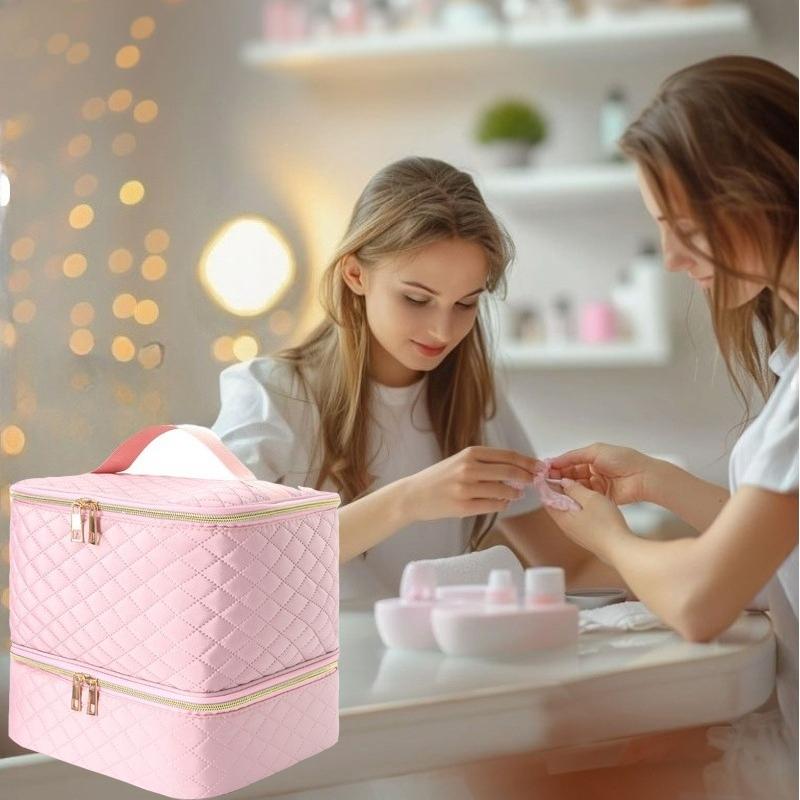 Portable Nail Polish Storage Bag Essential Oil Bag Cosmetic Nail Care Kit Nail Care Tool Storage Box Double Layer 30 Compartment