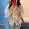 Women's Cotton Linen V-Neck Long Sleeve Blouse - Spring/Autumn Loose Casual Style