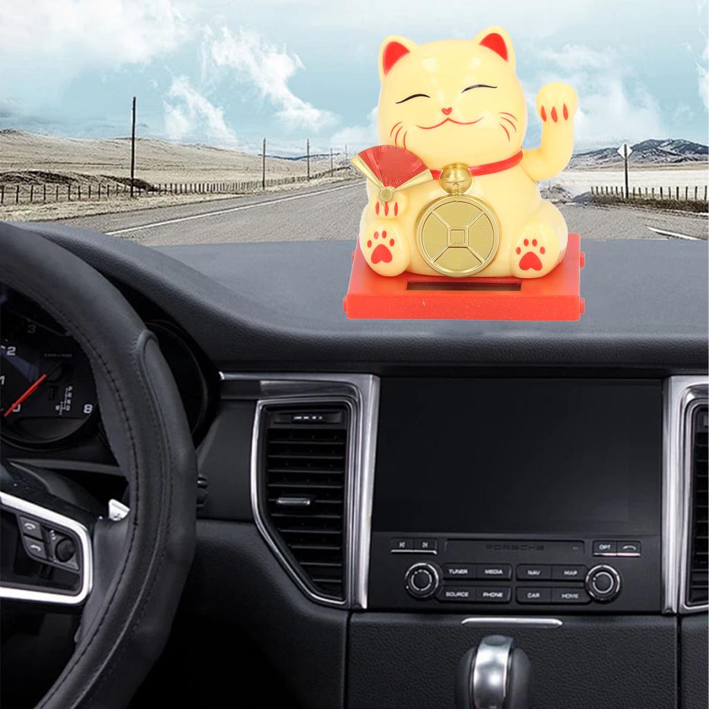 2inch Solar Fortune Cat with Clear Box Solar Powered   Cat Waving Arm Set for   and   Board Decor