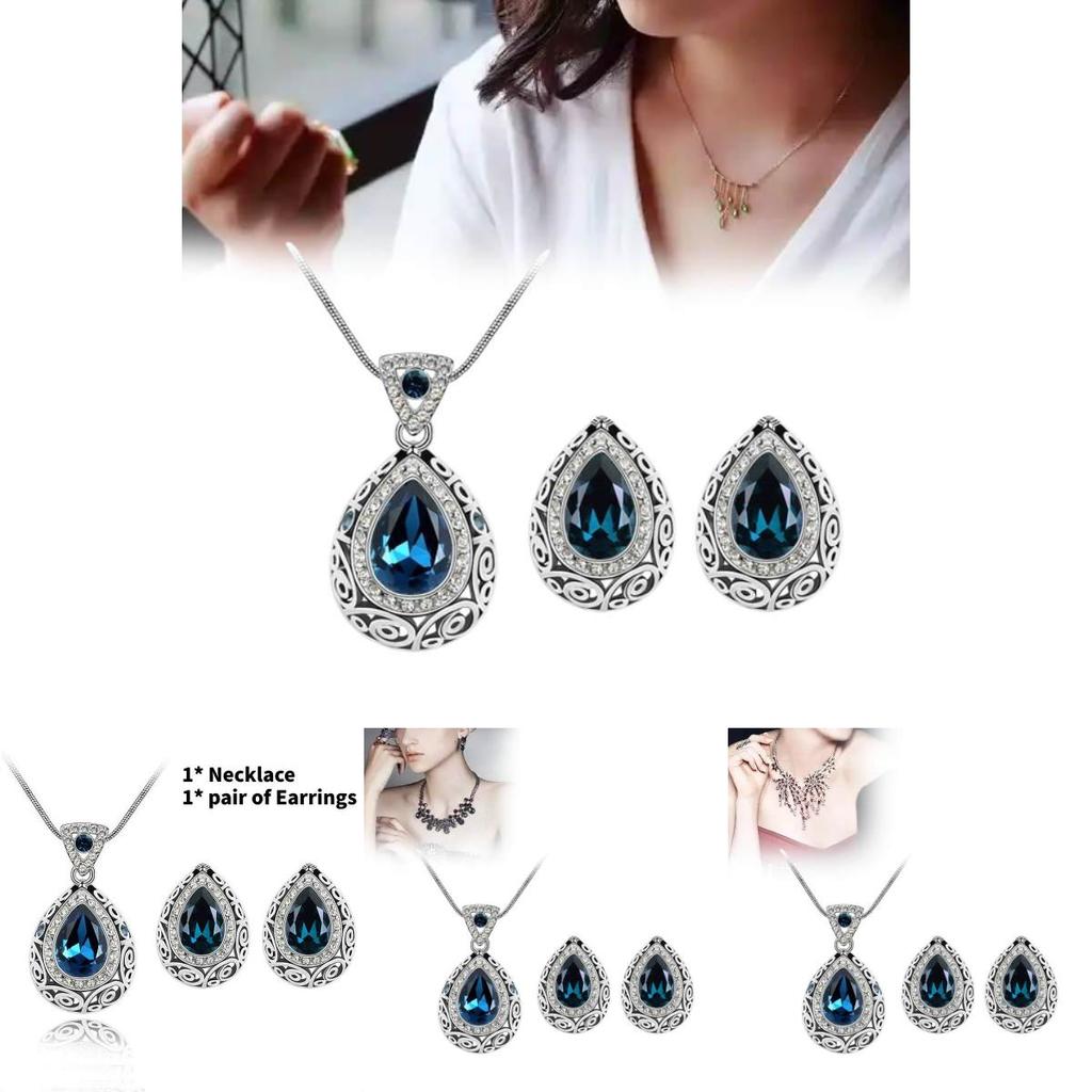 Sparkling Crystal Earring Necklace Collection With Electroplated Finish For Giftgiving