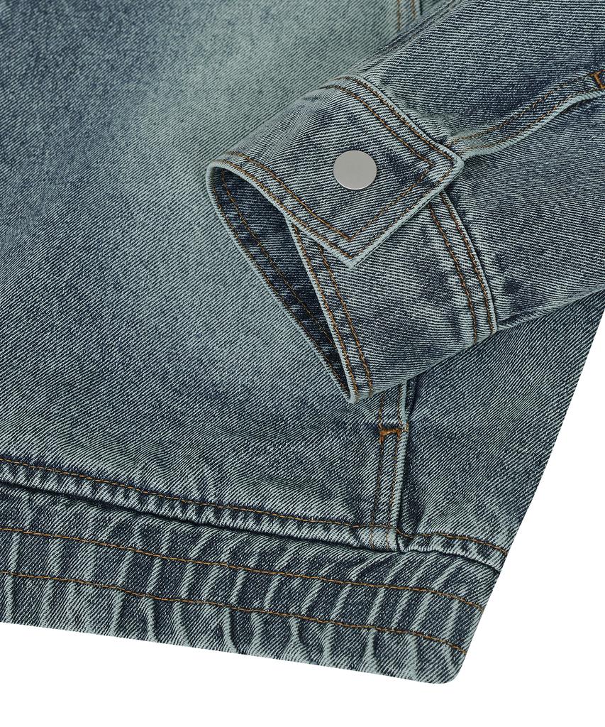 Standarderror 87-Stan116 [Newtro] Vintage Washed Double Line Denim Jacket Vintage Blue