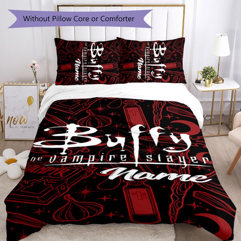 3pcs Custom Name Buffy the Vampire Slayer Bedding Set Duvet Cover Closure Includes 1 Duvet Cover & 2 Pillowcases for All Seasons Bedroom Decor