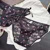 Culotte Triangle Creuse Sexy Mignonne à Cerises et Nœud en Dentelle pour Femme Été