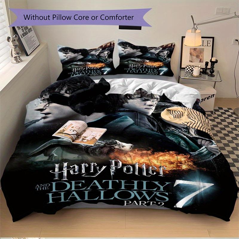 3pcs Harry Potter Deathly Hallows Part 2 Design Bedding Set - Includes 1 Quilt Cover and 2 Pillowcases, Comfortable Bedding