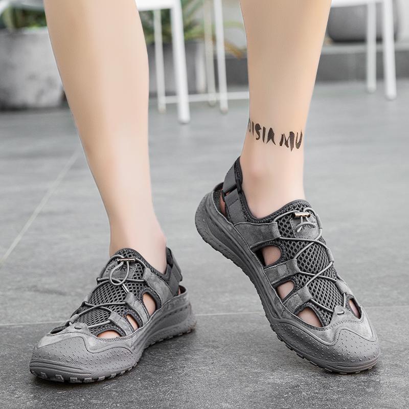 2024 Het Rea Mäntofflor Bekväma Casual Strandtofflor Sommar Herrsandaler Halkfria Utomhus Sommarskor Äkta Lädersandal