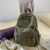 Schoolbag autumn and winter new simple bag large capacity multi-pocket solid color corduroy casual Japanese big schoolbag backpack backpack