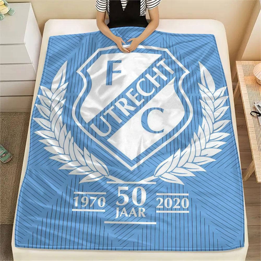 FC Utrecht bedeckte Flanelldecke, weicher Überwurf für Schlafzimmer Sofa, waschbar, Fußballfanartikel, tolles Geschenk.