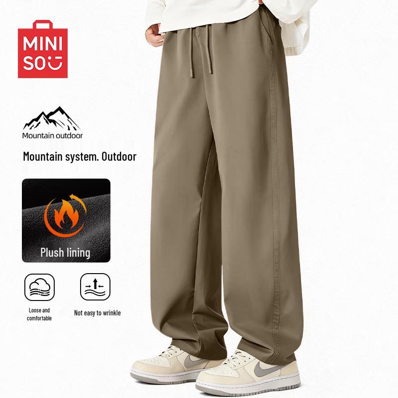 MINISO Men's Winter Fleece-Lined Casual Straight-Leg Pants