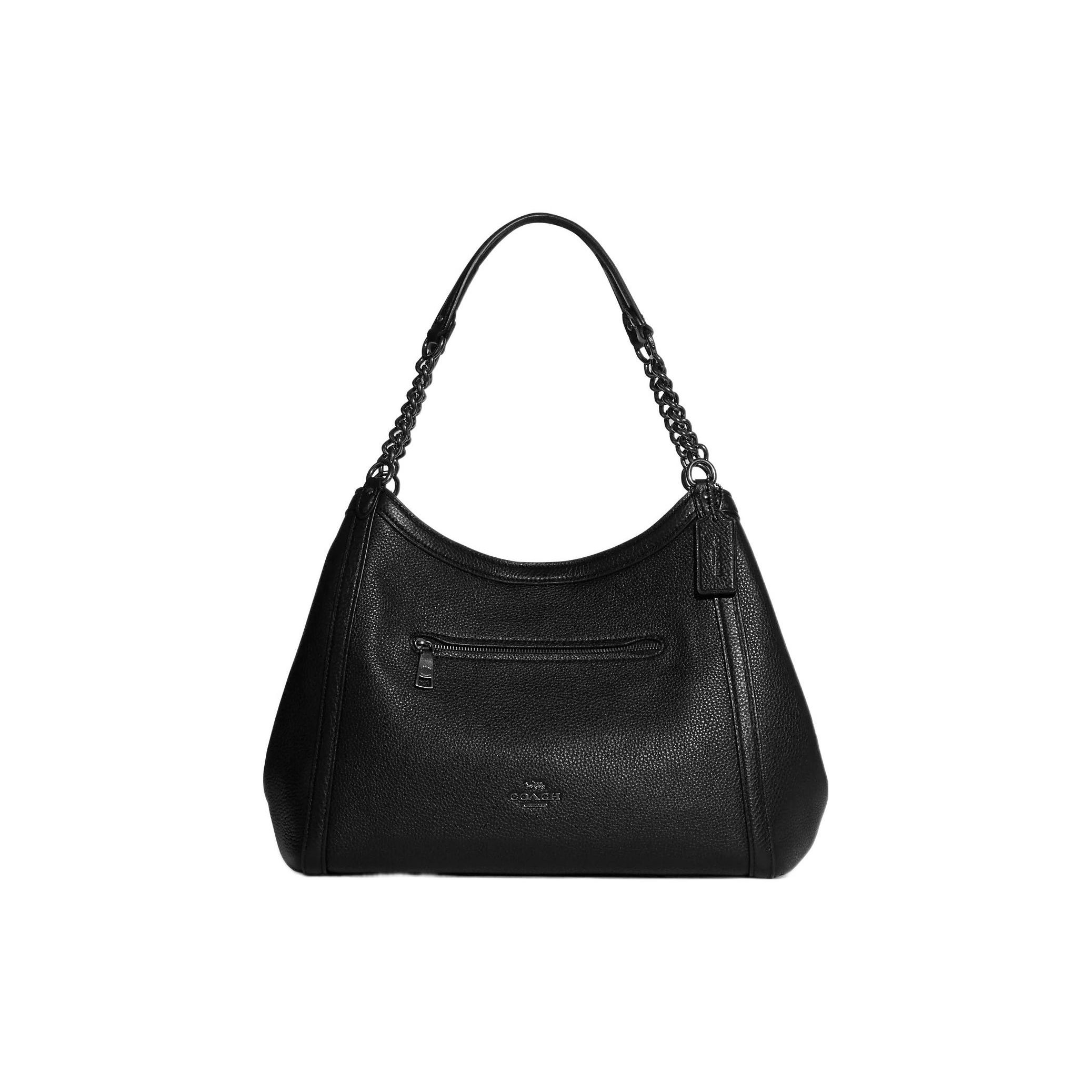 

Coach Kristy 32 Pebbled Leather Chain Large Capacity Bucket Bag Women bags Black C8532-QBBK Basic Set (Bag+Dust Bag)