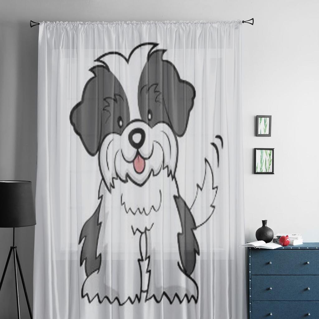 Welpenschnitt Shih Tzu Isoliert Transparenter Vorhang Für Wohnzimmer Schlafzimmer Voile Vorhänge Für Fenster Organza Vorhänge Party Tüll Drapierungen