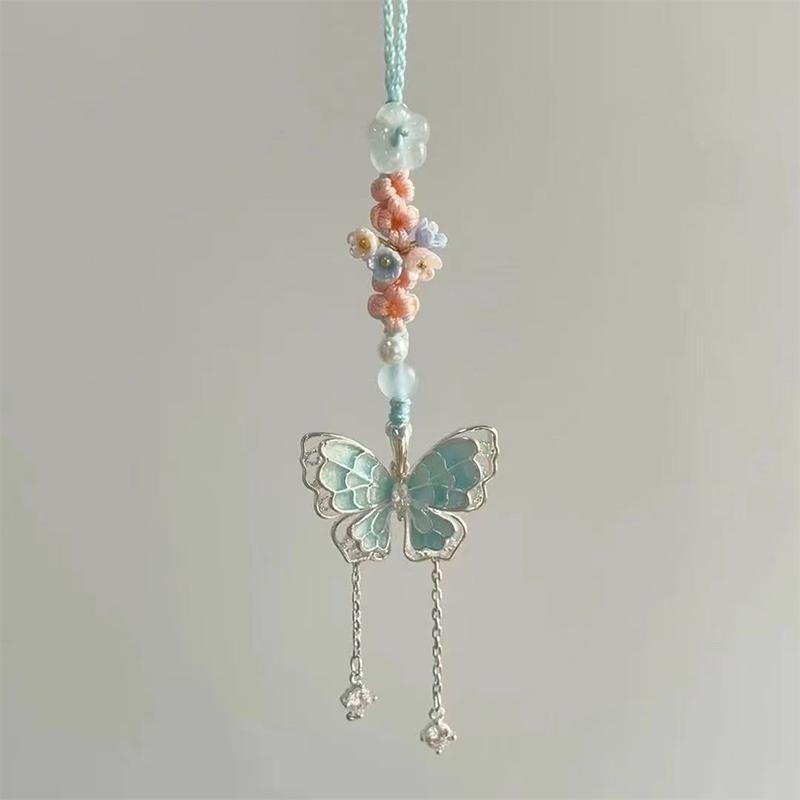 Handmade Colorful Butterfly Hanging Ornament High-End Keychain Niche Chinese Style Pendant Versatile Fashion Phone Decoration