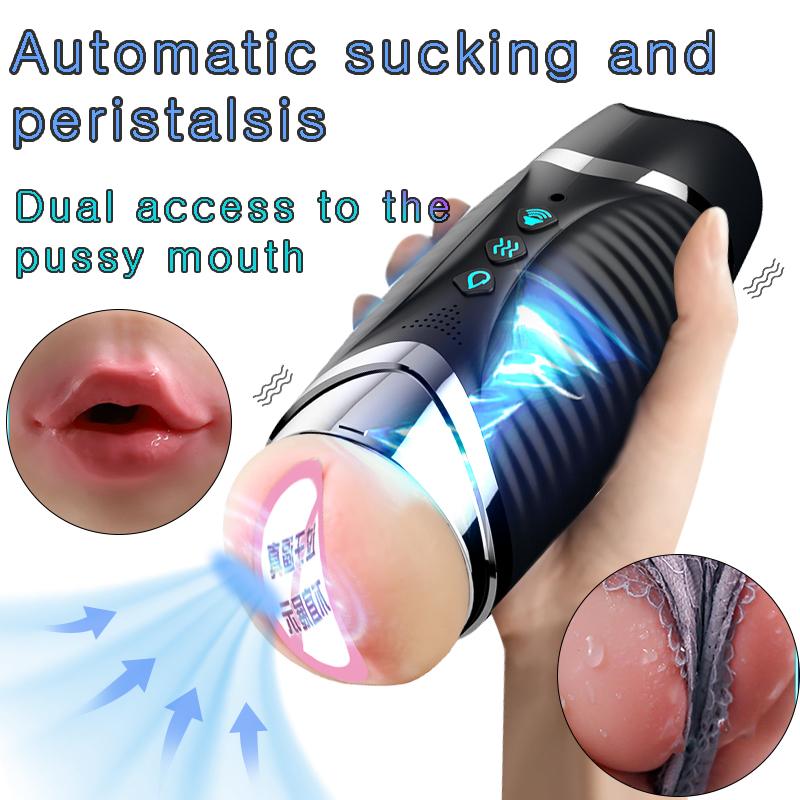 Male Masturbation Electric Automatic Vibrator Voice Heating Vagina Puss Blowjob for Adult 18 Men Penis Trainer
