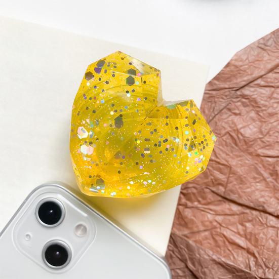 Mobile Phone Finger Telescopic Colorful Sequins Holder Universal 3D Love Heart Folding Phone