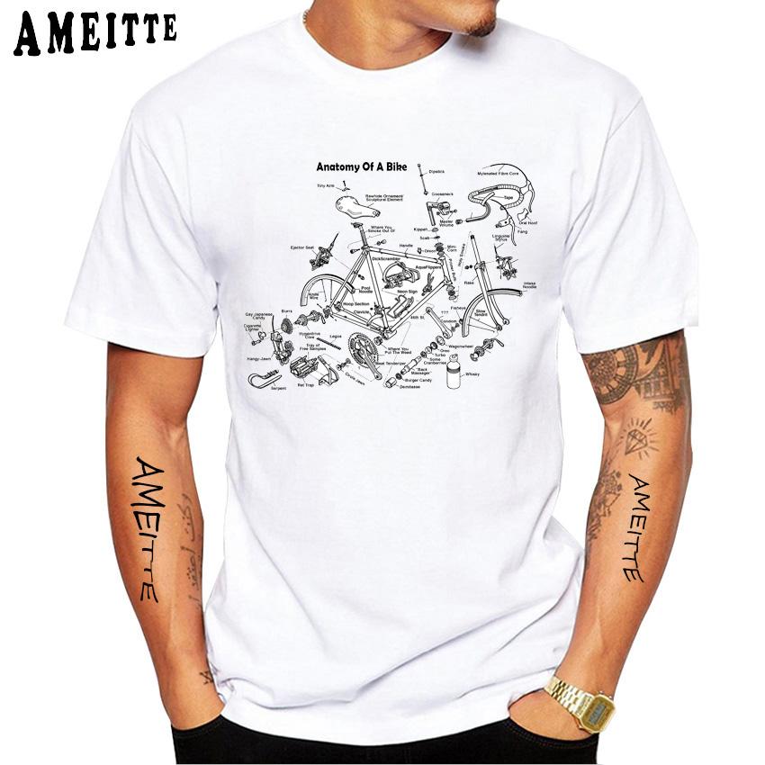 Disassemble Bicycle Parts Design T Shirt Summer Fashion Men Short Sleeve Funny Bike Print Boy