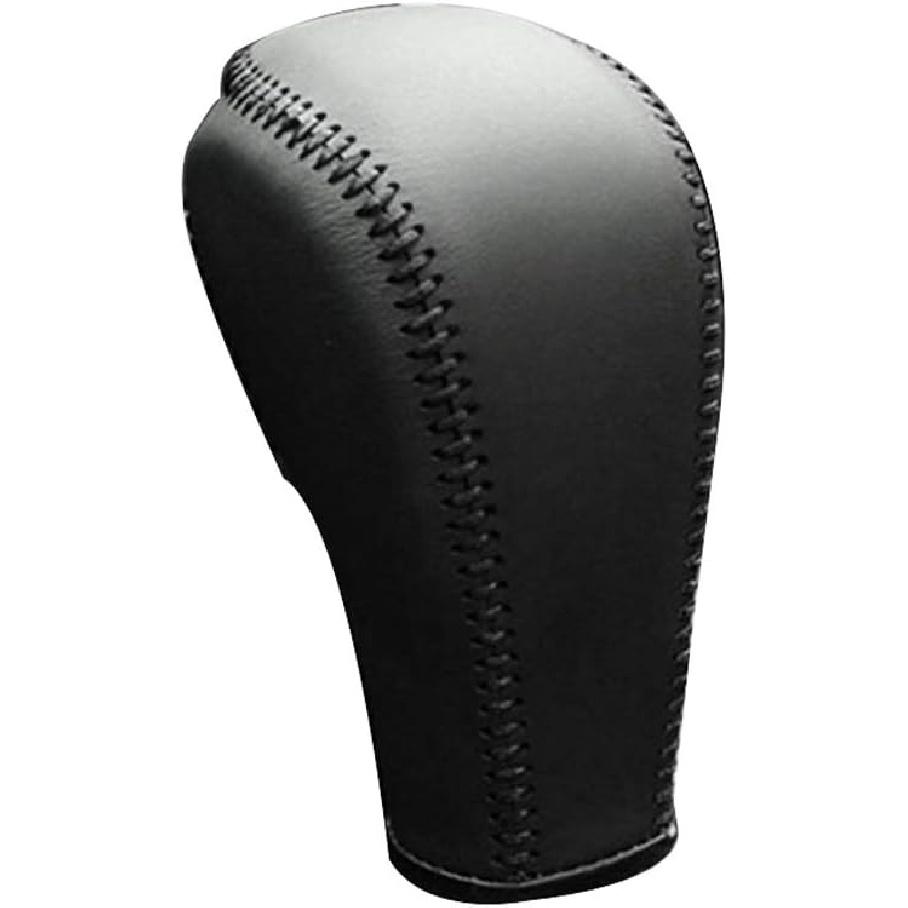 

JI Loncky Leather Gear Shift Knob Cover for Volvo S60, S80, V70, XC60, XC70 Automatic Accessories Black Leather,Black Threa