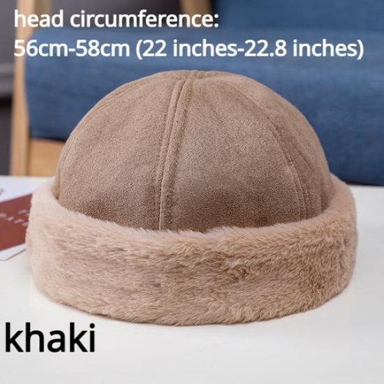 Women Casual Faux Fur Trim Skull Cap Beanie Outdoor Hip Hop Warm Retro Winter