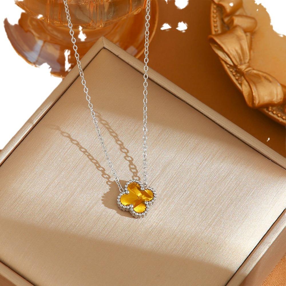 Bunte Fritillaria tetraphyllum Halskette aus Titanstahl, die nicht verblasst, hochwertige Schlüsselbeinkette