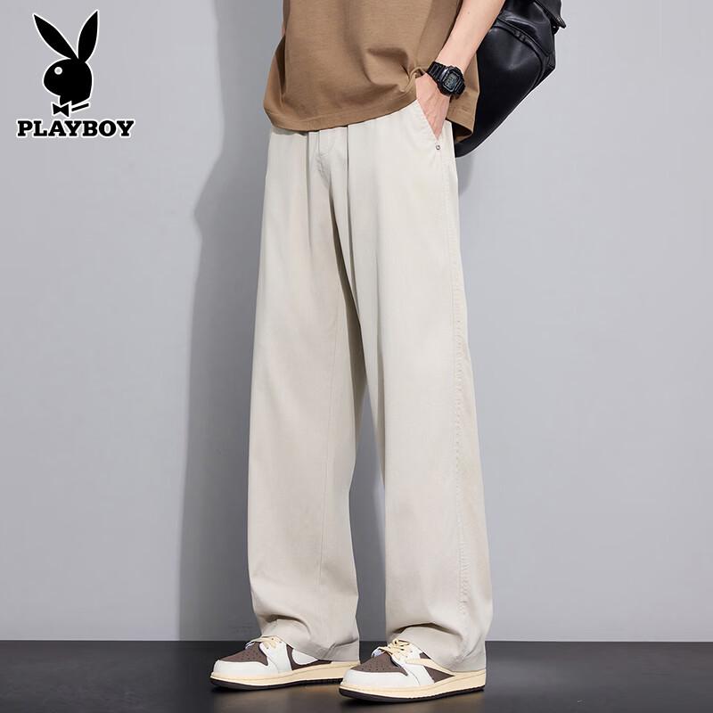 PLAYBOY Men s Tencel Loose Straight-Leg Casual Pants 29