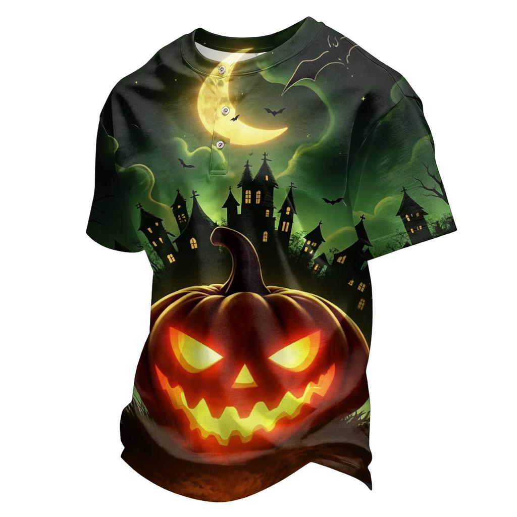 Men's Quick-Dry Halloween T-Shirt with Neck and Short Sleeve