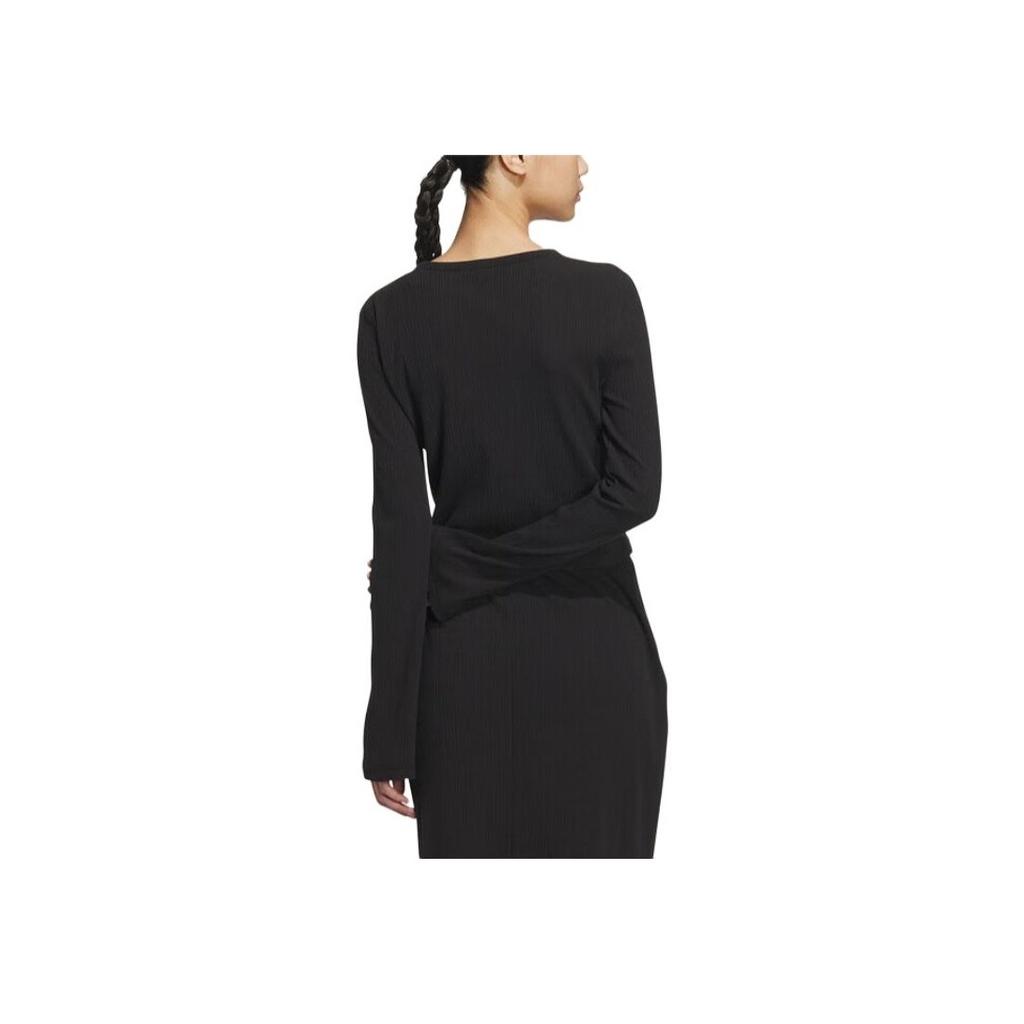 Adidas Logo Solid Color Pullover Round Neck Long Sleeve T-Shirt SS24 Women Tops Black JJ3597