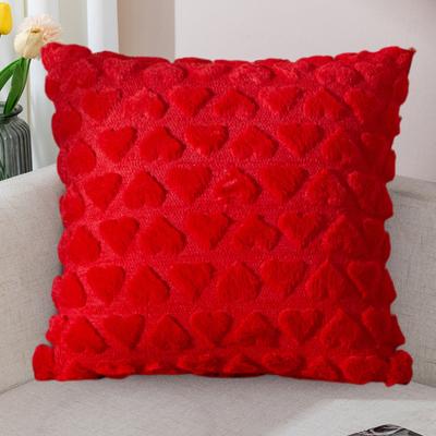 Throw Pillowcase 3D Heart Pattern Short Plush Hidden Zipper Closure Pillow Cover Bedroom Living Room Sofa New Year Party Decoration Cushion Cover