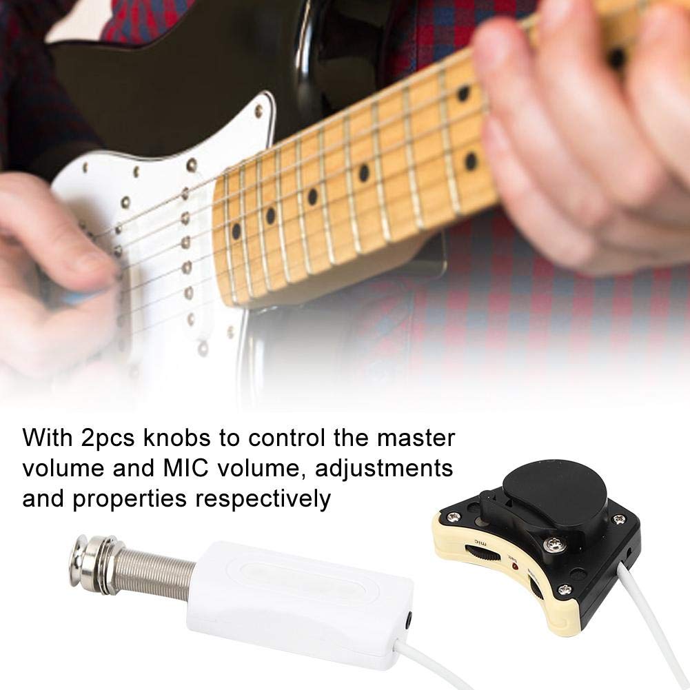 Hidden Ukulele Pickup for 2 Knobs for Main and Mic Volume Musical Instrument Accessory 4-String Ukuleles, Adjustment,