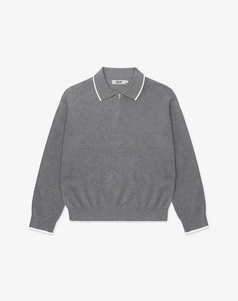 WORK ON BODY OFF Tre Semi Oversized Cotton Half Zip-Up Knit [Gray]